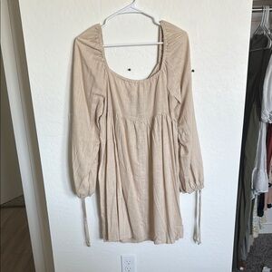 Beige Long Sleeve Dress